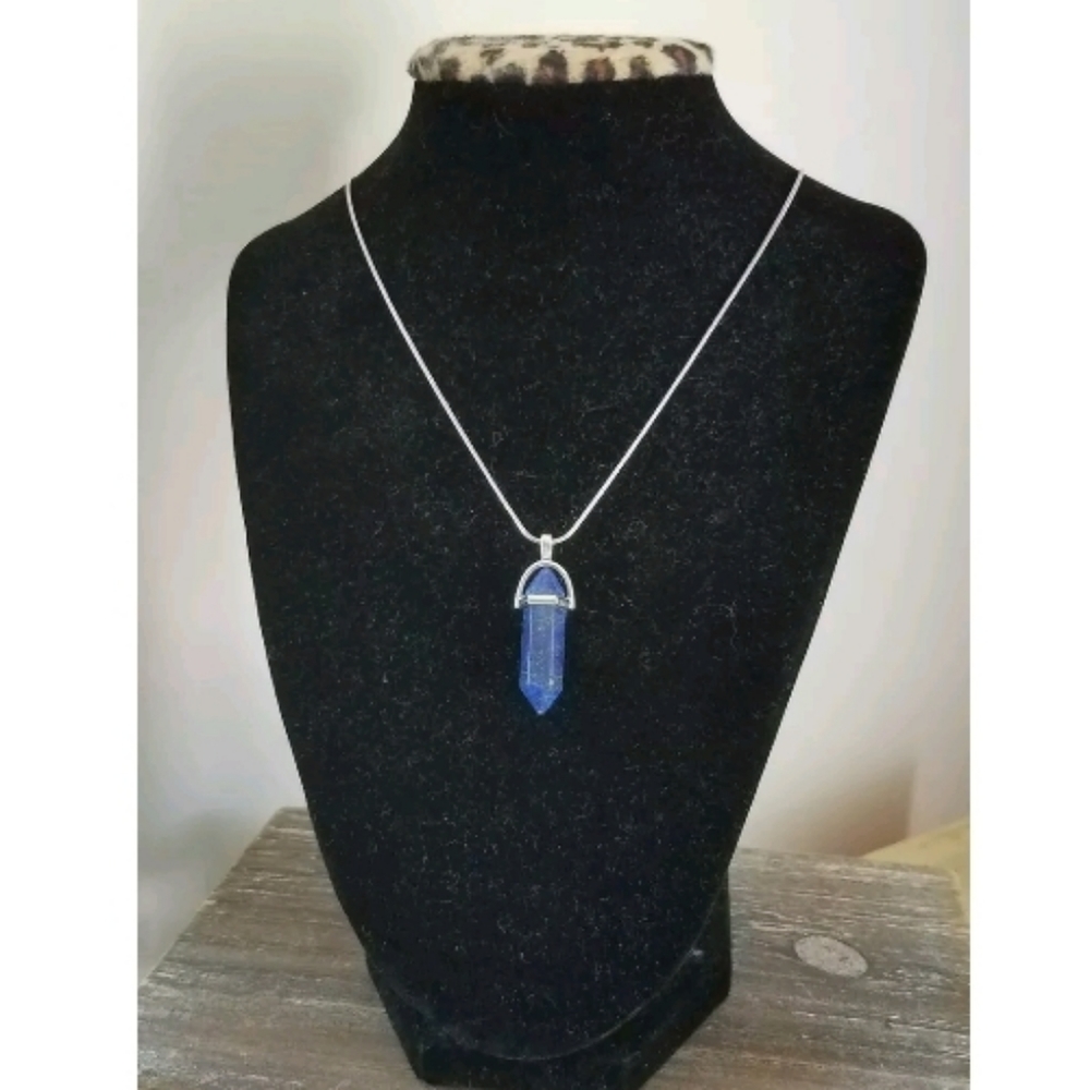 Lapis Lazuli Pendant on 20" Silver Plated Chain